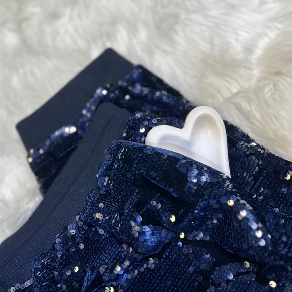 Like New! [ett:twa] Navy Blue Velvet X Sequin {Anthro} Stretch Jogger Pants | XL - Picture 9 of 14